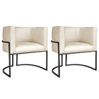 Kit 02 Poltronas Decorativas Luna Base De Ferro Preto Sintéti