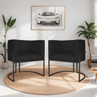 Kit 02 Poltronas Decorativas Luna Base De Ferro Preto Sintéti