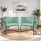 Kit 02 Poltronas Decorativas Luna Base De Ferro Preto Suede -