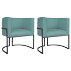 Kit 02 Poltronas Decorativas Luna Base De Ferro Preto Suede -