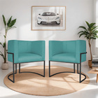 Kit 02 Poltronas Decorativas Luna Base De Ferro Preto Suede -