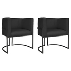 Kit 02 Poltronas Decorativas Luna Base De Ferro Preto Suede -
