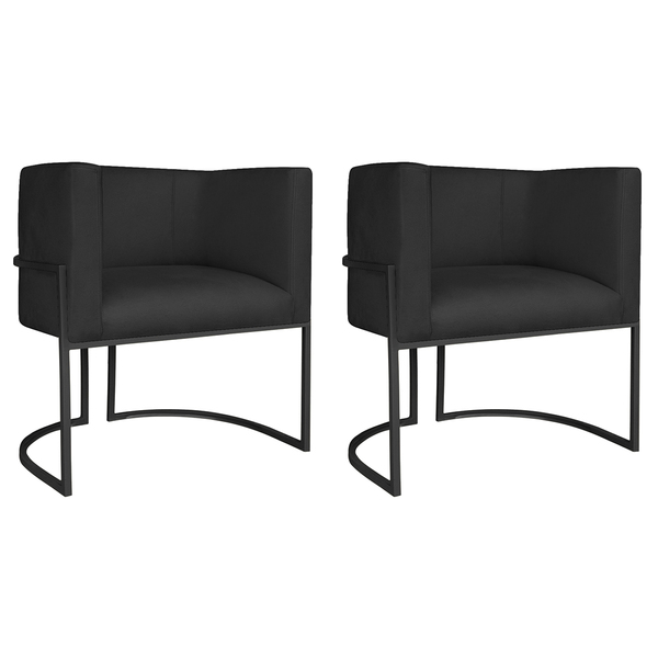 Kit 02 Poltronas Decorativas Luna Base De Ferro Preto Suede -