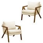 Kit 02 Poltronas Decorativas Madeira Maciça Luxo Mona Linho B