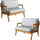 Kit 02 Poltronas Decorativas Madeira Maciça Luxo Safira Linho