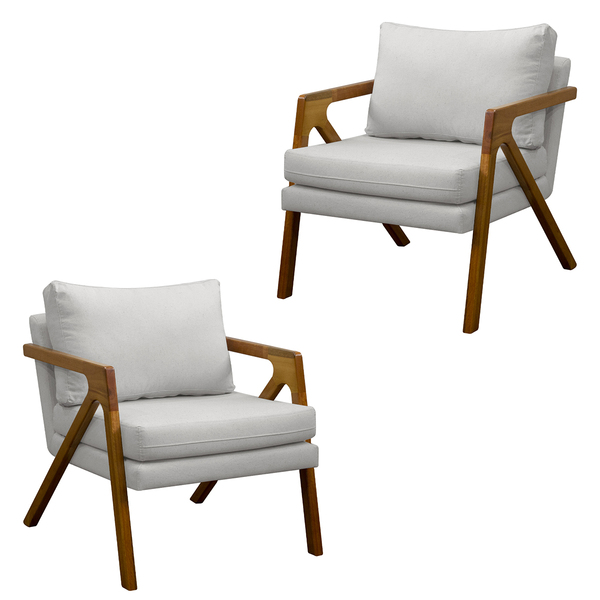 Kit 02 Poltronas Decorativas Madeira Maciça Super Luxo Mona L