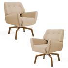 Kit 02 Poltronas Decorativas Melli Base Ka Giratória Castanho