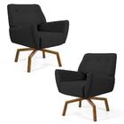 Kit 02 Poltronas Decorativas Melli Base Ka Giratória Castanho