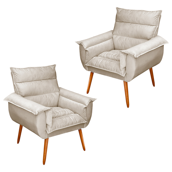 Kit 02 Poltronas Decorativas Modernas Sala E Recepção Monza P