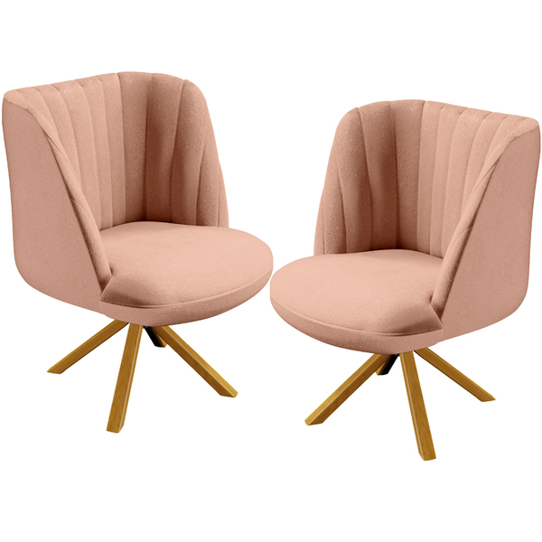 Kit 02 Poltronas Decorativas Munique D02 Base Giratória De Ma