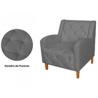 Kit 02 Poltronas Decorativas Munique Pés Trapézio Suede Cinza
