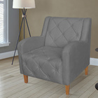 Kit 02 Poltronas Decorativas Munique Pés Trapézio Suede Cinza