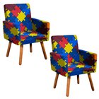 Kit 02 Poltronas Decorativas Nina Corino Estampado Quebra Cab