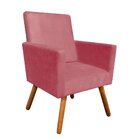 Kit 02 Poltronas Decorativas Nina Suede Rose Com Encosto Alto