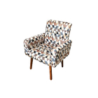 Kit 02 Poltronas Decorativas Nina Suede Triângulos Bege Para