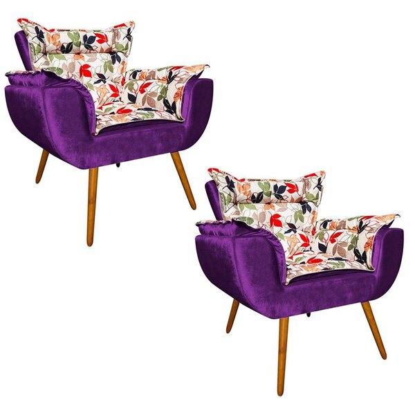 Kit 02 Poltronas Decorativas Odisseia Composê Acetinado Roxo