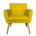Kit 02 Poltronas Decorativas Onix Pés Madeira Suede Amarelo