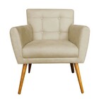 Kit 02 Poltronas Decorativas Onix Pés Madeira Suede Bege