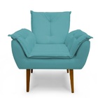 Kit 02 Poltronas Decorativas Opala Suede Azul Turquesa - Meul