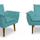 Kit 02 Poltronas Decorativas Opala Suede Azul Turquesa - Meul