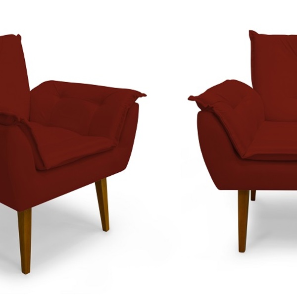 Kit 02 Poltronas Decorativas Opala Suede Vinho - Meulardecor