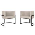 Kit 02 Poltronas Decorativas Oregon Preto Fosco/bege - M. Ara