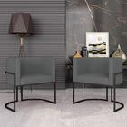 Kit 02 Poltronas Decorativas Oregon Preto Fosco/cinza - M. Ar