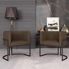 Kit 02 Poltronas Decorativas Oregon Preto Fosco/marrom - M. A