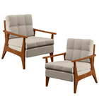 Kit 02 Poltronas Decorativas Para Sala De Estar Encosto Ripad