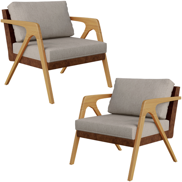 Kit 02 Poltronas Decorativas Para Sala De Estar Pietra L02 Co