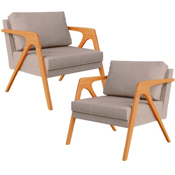 Kit 02 Poltronas Decorativas Para Sala Estar Pietra Estrutura