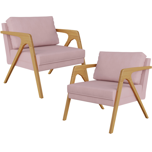 Kit 02 Poltronas Decorativas Para Sala Estar Pietra Estrutura