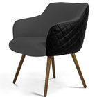 Kit 02 Poltronas Decorativas Pés Palito Jade D02 Linho Cinza