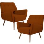 Kit 02 Poltronas Decorativas Pés Palito Sala De Estar Roma Ve