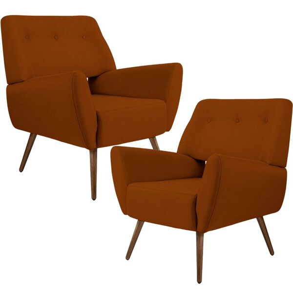 Kit 02 Poltronas Decorativas Pés Palito Sala De Estar Roma Ve