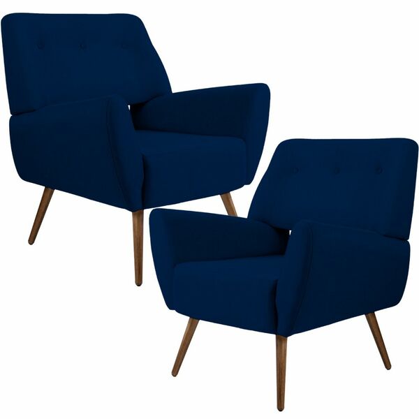 Kit 02 Poltronas Decorativas Pés Palito Sala De Estar Roma Ve