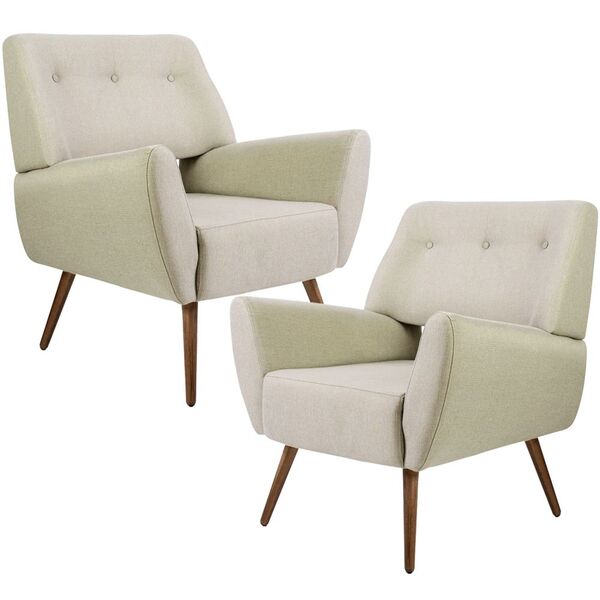 Kit 02 Poltronas Decorativas Pés Palito Sala Roma Algodão Pol