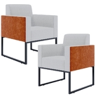 Kit 02 Poltronas Decorativas Sala Base Fixa Metal Helô L02 Li