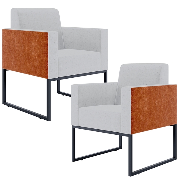 Kit 02 Poltronas Decorativas Sala Base Fixa Metal Helô L02 Li