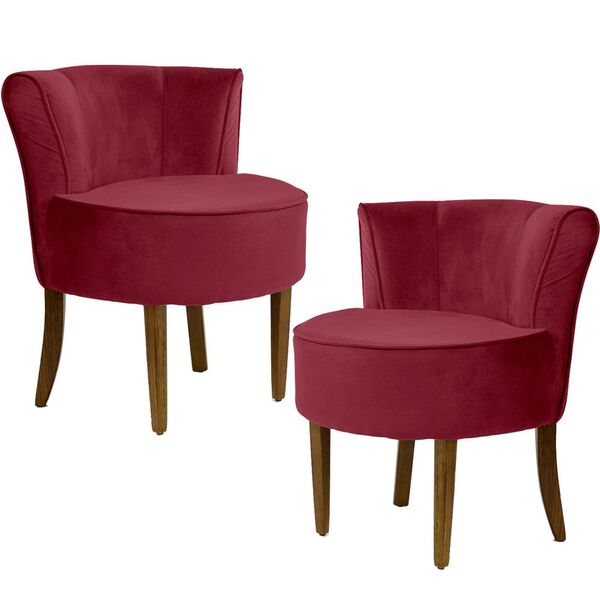 Kit 02 Poltronas Decorativas Sala De Estar Base De Madeira Ay