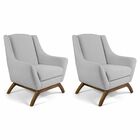 Kit 02 Poltronas Decorativas Sala De Estar Base De Madeira Na