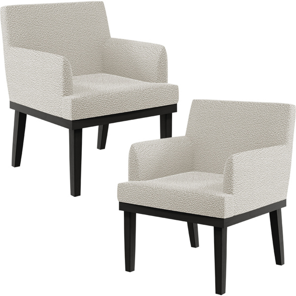 Kit 02 Poltronas Decorativas Sala De Estar Base Preto Beatriz