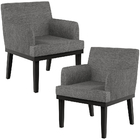 Kit 02 Poltronas Decorativas Sala De Estar Base Preto Beatriz