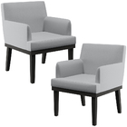 Kit 02 Poltronas Decorativas Sala De Estar Base Preto Beatriz