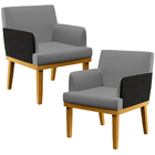 Kit 02 Poltronas Decorativas Sala De Estar Beatriz W01 Linho