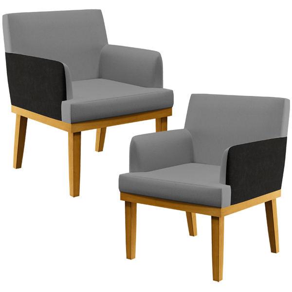 Kit 02 Poltronas Decorativas Sala De Estar Beatriz W01 Linho