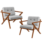 Kit 02 Poltronas Decorativas Sala De Estar Com Cintas De Cora