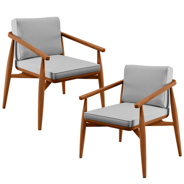 Kit 02 Poltronas Decorativas Sala De Estar Com Cintas De Cora