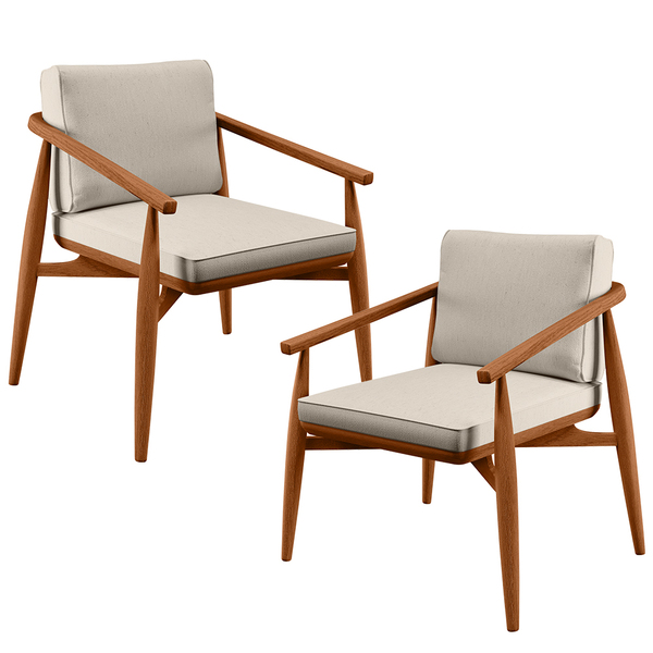 Kit 02 Poltronas Decorativas Sala De Estar Com Cintas De Cora