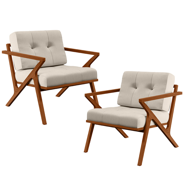 Kit 02 Poltronas Decorativas Sala De Estar Com Cintas De Cora